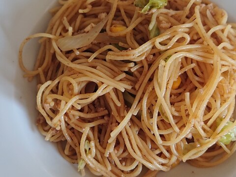 《中華麺の代わりに》スパゲッティで焼きそば風パスタ